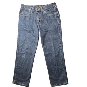 Lee Men's Relaxed Fit Fleece-Lined Straight Leg Jeans - 34x30 - Dark Wash - 2055